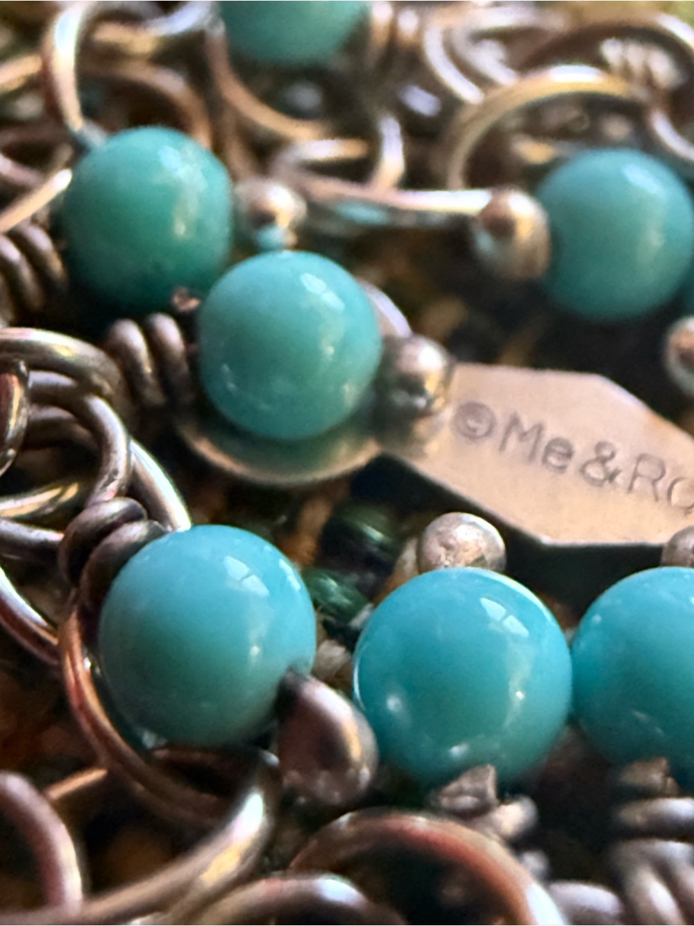 WOWO POSHMARK Authentic Me & Ro Sterling Silver 5 Petal & Turquoise Necklace